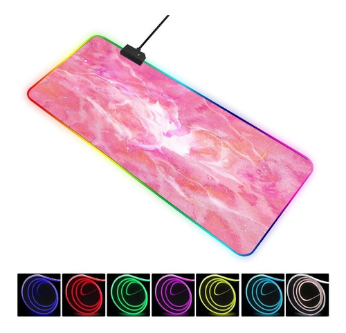 Mouse Pad Rgb Gamer Luz Led 80x30 Cm Retroiluminado Color