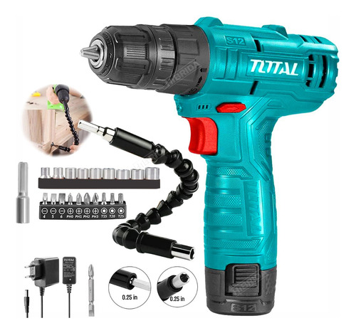 Taladro Atornillador 12v + Set Extensor Flex Puntas Dados