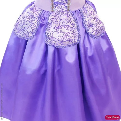 Fantasia Infantil Vestido Princesa Sofia Rapunzel Par Luvas e