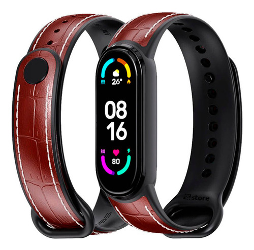 Correa Cuero Compatible Xiaomi Mi Band 5 Y 6 Marrón Osc M/ng