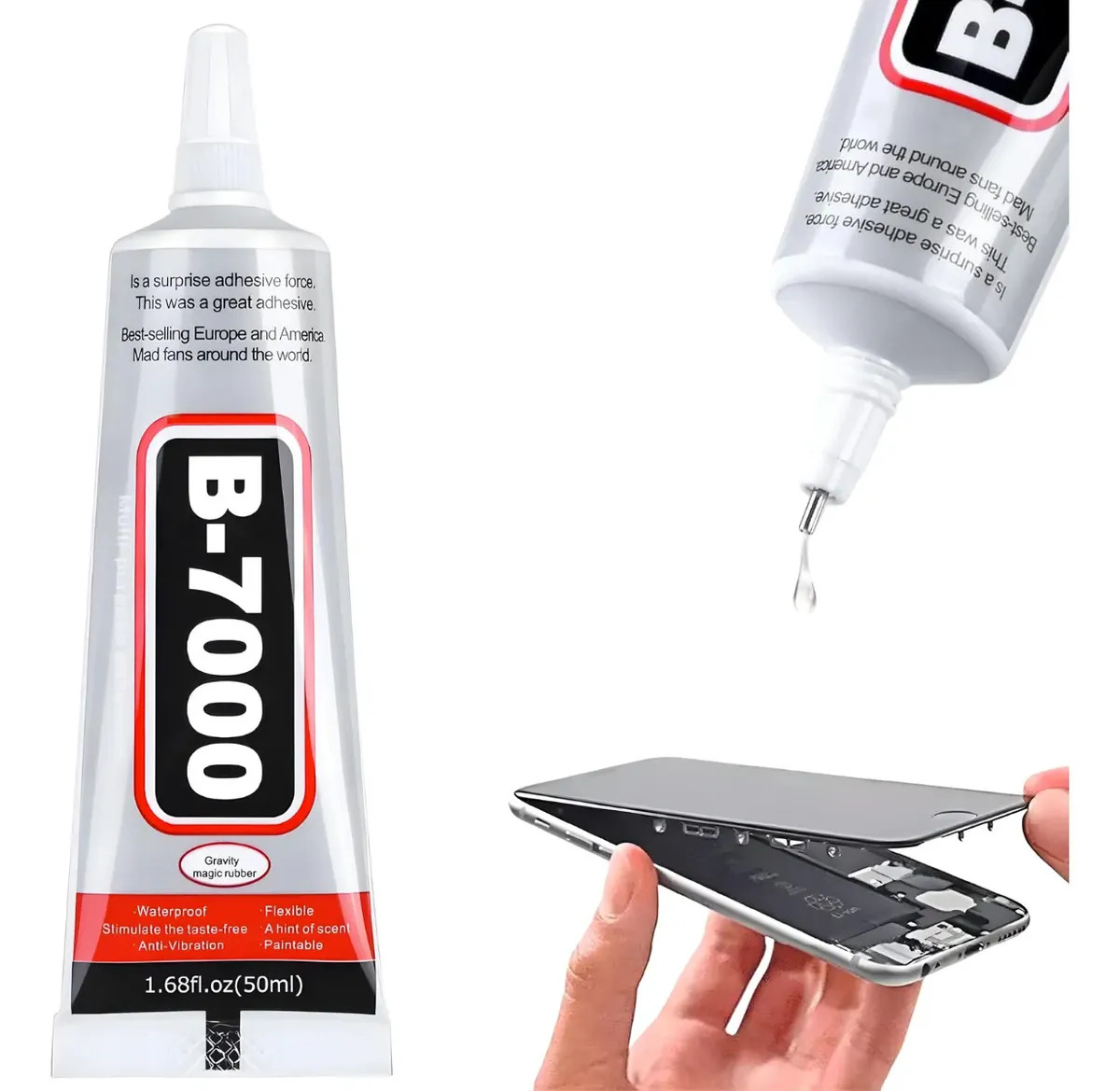Pegamento B7000 1pz Liquido Gel Transparente Multiusos Bisuteria Joyas Manualidades Adhesivo Reparacion Cristal Display Marco Pantalla Monitor Touch Mantenimiento Profesional Celul