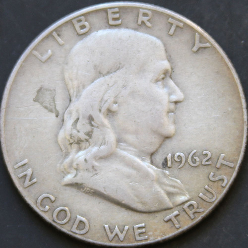 1962 P Moneda D Plata 50c Franklin Antigua Ley .90 Lote H244
