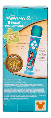 Micrófono De Karaoke Para Niños Bluetooth Con Luces Moana Azul