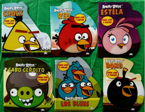 Lote X 6 Libros Infantiles Angry Birds Para Leer Y Colorear