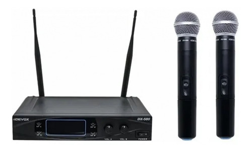 Microfone Sem Fio Duplo Uhf Devox Dx-580 Com Case