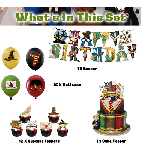 Set De Globos Harry Potter Decoración Para Fiestas 30pcs Color Verde Fiesta