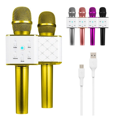Microfono Karaoke Parlante Bt Recargable Colores Ws-858 Color Dorado