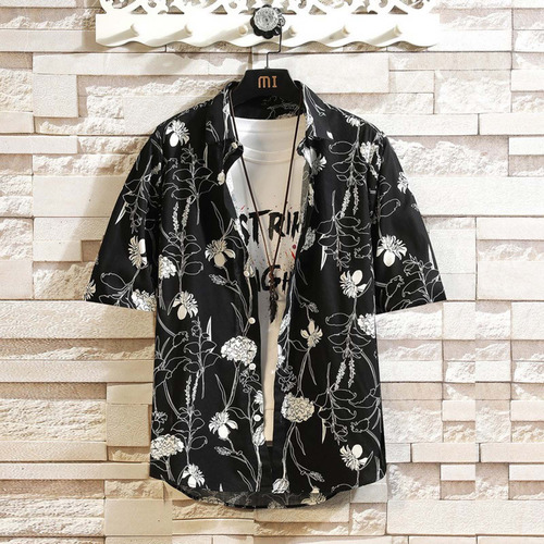 Camisa Casual Con Bolsillo Con Botones En El Cuello Con Flor