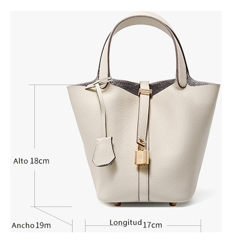 2024 Nuevo Bolso Cuero Genuino Bolso Tipo Cubo Piel Vaca
