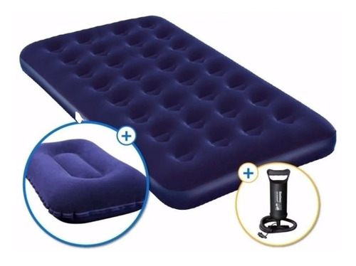 Colchon Inflable Una 1 Plaza + Almohada + Inflador