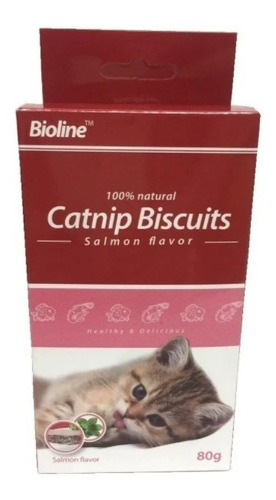 Galletas Bioline Catnip Biscuits Para Gatos Salmón 80g