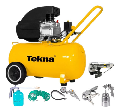 Compressor De Ar Cp8550 Tekna 50l 220v + Esmerilhadeira Pneu