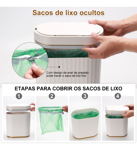 Lixeiras De 10 Litros Automática Com Sensor Borda Branco