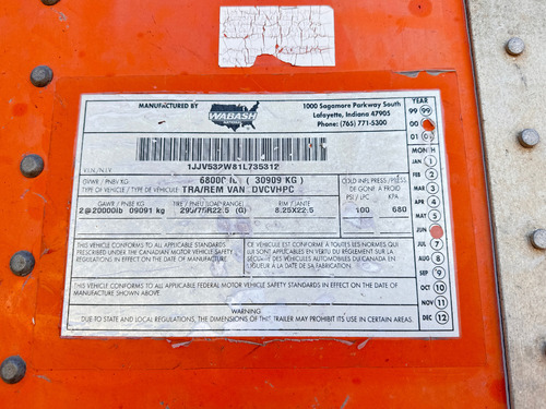 Caja Seca Wabash 53x102 Año: 2001 Muelles Gmy100807