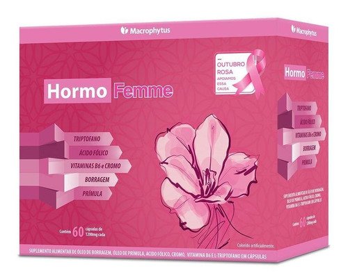 Hormofemme 1200mg 60 Cápsulas Borragem, Prímula, Triptofano