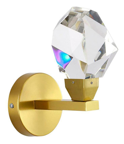 Lustre Arandela Cristal Lapidado Pedra Gold 5w Led 3200k