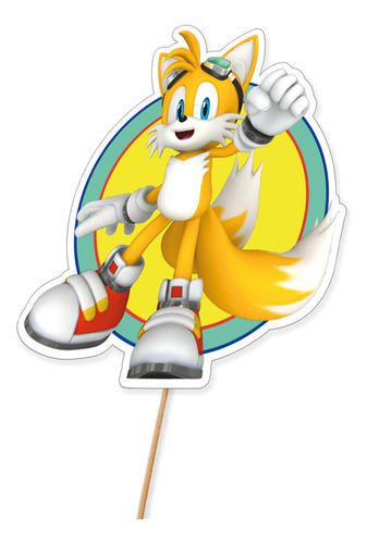 Topper Pincho Cupcake Muffins Torta X10u Sonic Turquesa Sonic 1