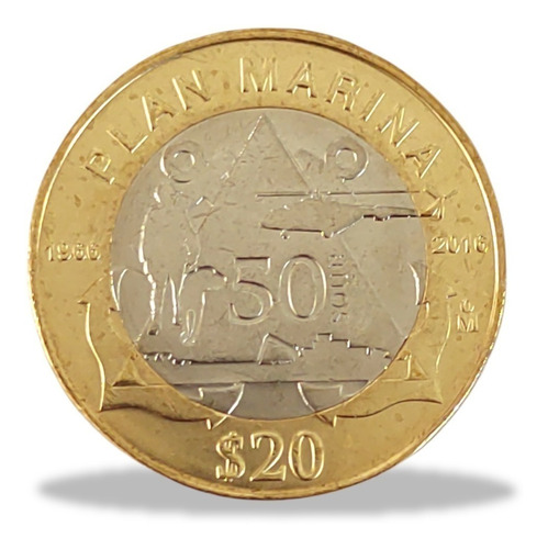 Moneda De 20 Pesos Plan De La Marina, 1966-2016