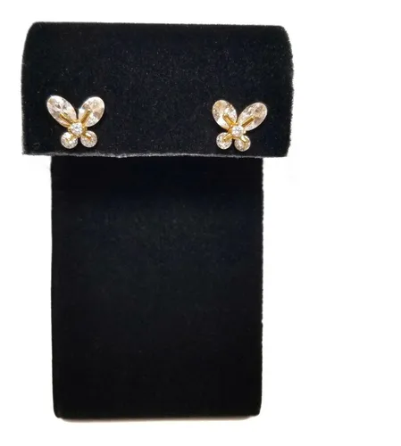 comprar Aretes Para Mujer Niña Joya Mariposa Cristales Acero Dorado