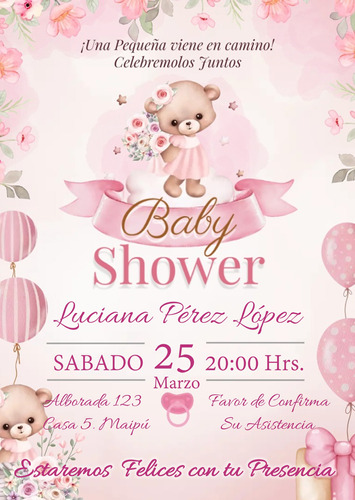 Invitacion Baby Shower Niña Personalizada