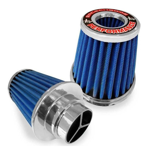 Filtro Esportivo Cônico Alumínio Azul Lavável 62/70mm Turbo