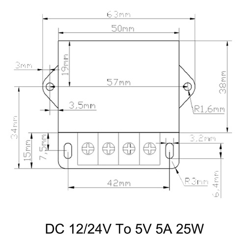 Regulador De Voltaje Convertidor Dc 12/24 V A Dc 5v 5a 25w