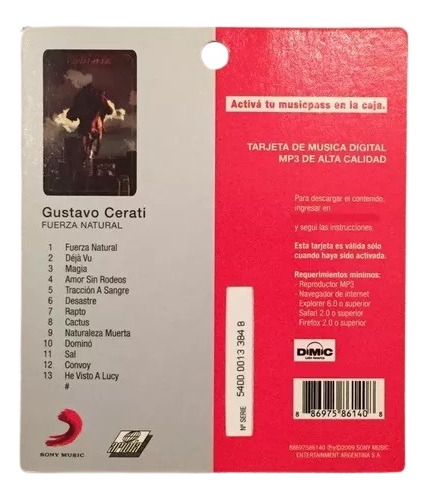 Imagen 2 de 2 de Tarjeta De Colección Gustavo Cerati Fuerza Natural