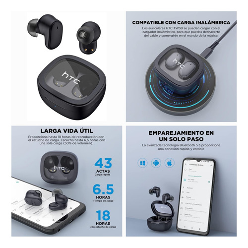 Audifonos Bluetooth Htc True Wireless Earbuds 9, Htc Tws9 (Usado)