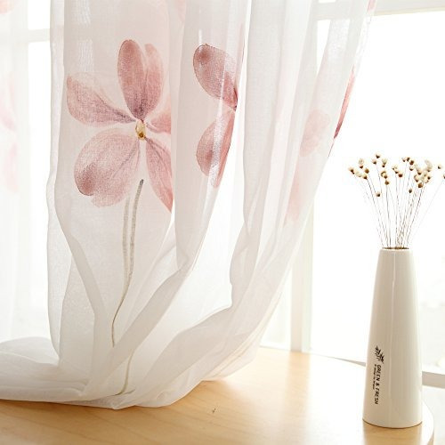 Melodieux Cortinas Transparentes Florales Para Sala De Estar