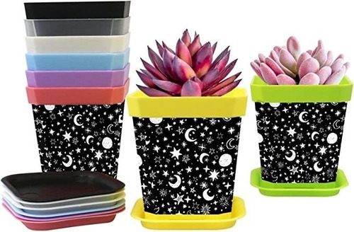 Gardening Containers Flower Pots 8-pack Black And White Sta.