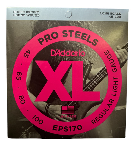 Cuerdas Bajo Eléctrico Daddario Xl Pro Steels Eps170 45-100