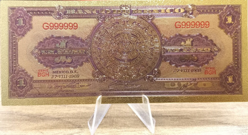 Billete De 1 Peso De Metal Con Chapa De Oro (Usado)