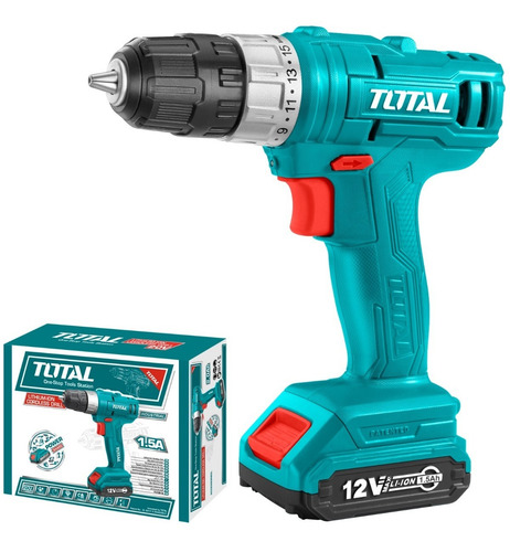 Imagen 3 de 8 de Taladro Atornillador 12v 2bat+cargador+adap 1/4+bolso Total