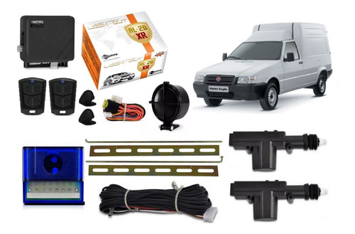 Kit Trava Eletrica + Suporte + Alarme Fiorino Quadrada