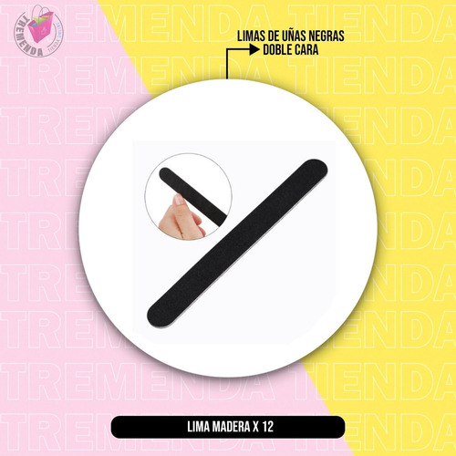 Imagen 3 de 8 de Pack 12 Limas De Uñas De Madera Rectas Manicuria Pedicuria