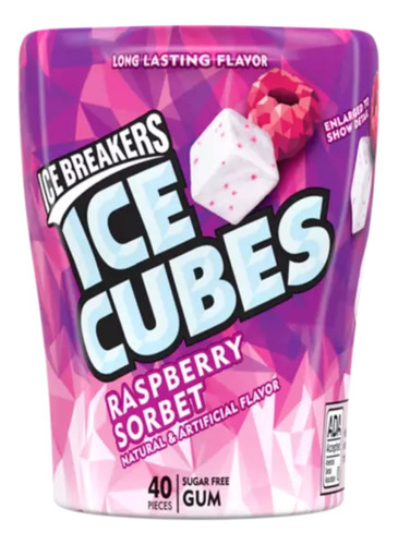 Ice Cubes Goma De Mascar Raspberry Sorbet 40pz (3 Paquete)