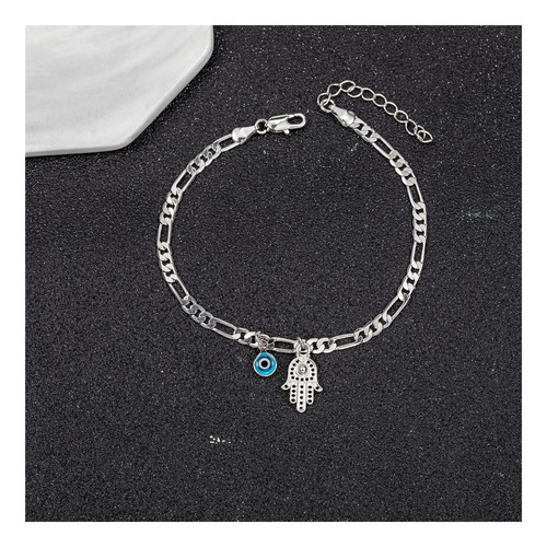 Tobillera De Mal De Ojo Para Mujer, Delicada Cadena Figaro