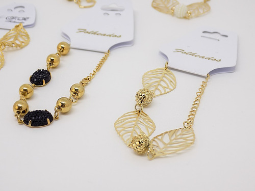 Atacado Pulseira Feminina Com 5 Folheado Revenda Nf