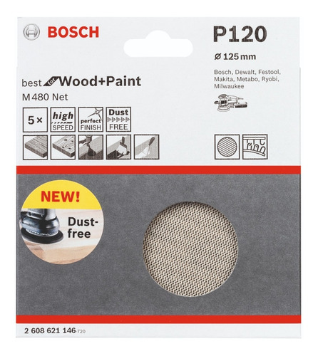 Imagen 2 de 4 de Lija Excéntrica Autoadherente 125mm. Bosch G120 X5u.