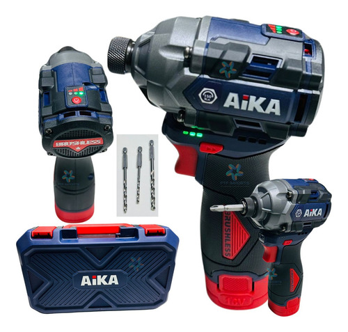 Parafusadeira De Impacto 1/4 Aika 16v Ad-w150b C/ 2 Baterias Cor Azul Frequência 60