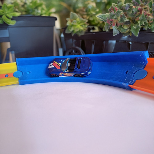 Curva 90 Grados Compatible Pista Hot Wheels 4 Pz Azul