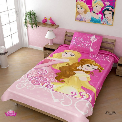 Cobija Cama Sencilla Frozen Minnie Princesas Sofia Disney