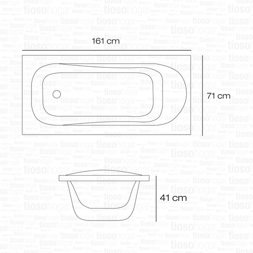 Bañera Anatomica Fibra 160x70 Apoyabrazo Blanco Antiderrame