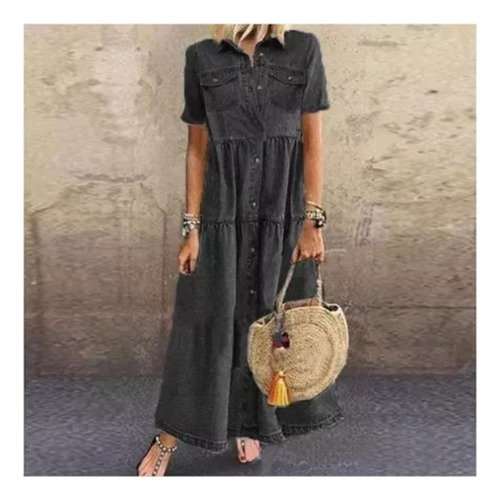 Ofertas Especiales Vestido De Mezclilla Largo Y Holgado Para