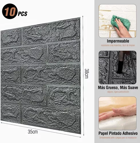 WADILE Papel tapiz de ladrillo 3D autoadhesivo, 20 unidades, paneles de  pared de ladrillo 3D autoadhesivos, espuma de polietileno impermeable