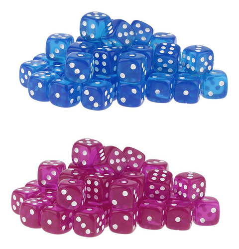 100pcs 12mm Opaco D6 D&d Rpg Azul Y Morado