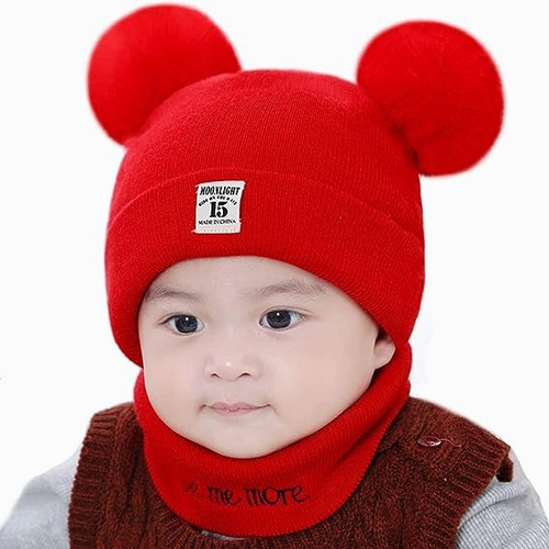 Conjunto Gorros Bufanda Bebé Redondos Oso Invierno Full