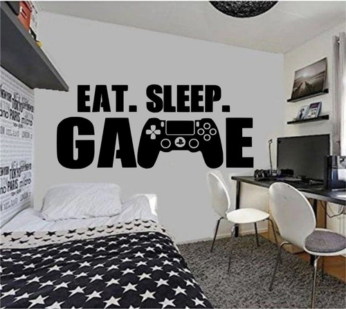 Playstation Eat Sleep Adesivo De Parede Decoração Game Gamer