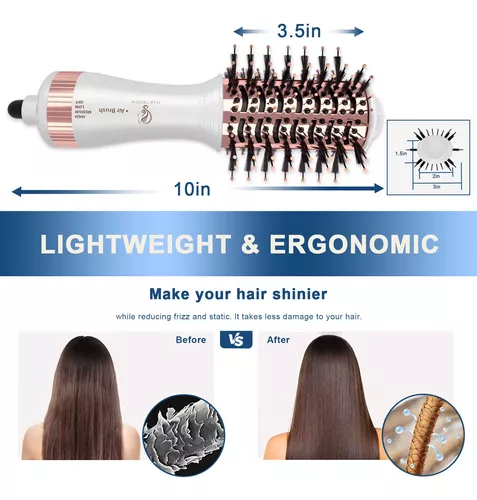 Cepillo secador de pelo de viaje, cepillo secador de pelo en uno, mini  cepillo ovalado de aire caliente, Hair trends Nano Titanium de 2 pulgadas