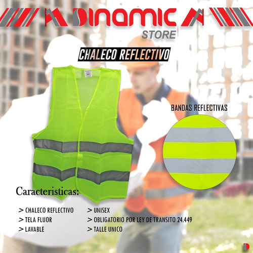 Imagen 2 de 3 de Chaleco Reflectivo Reglamentario Seguridad Obligatorio 120gr